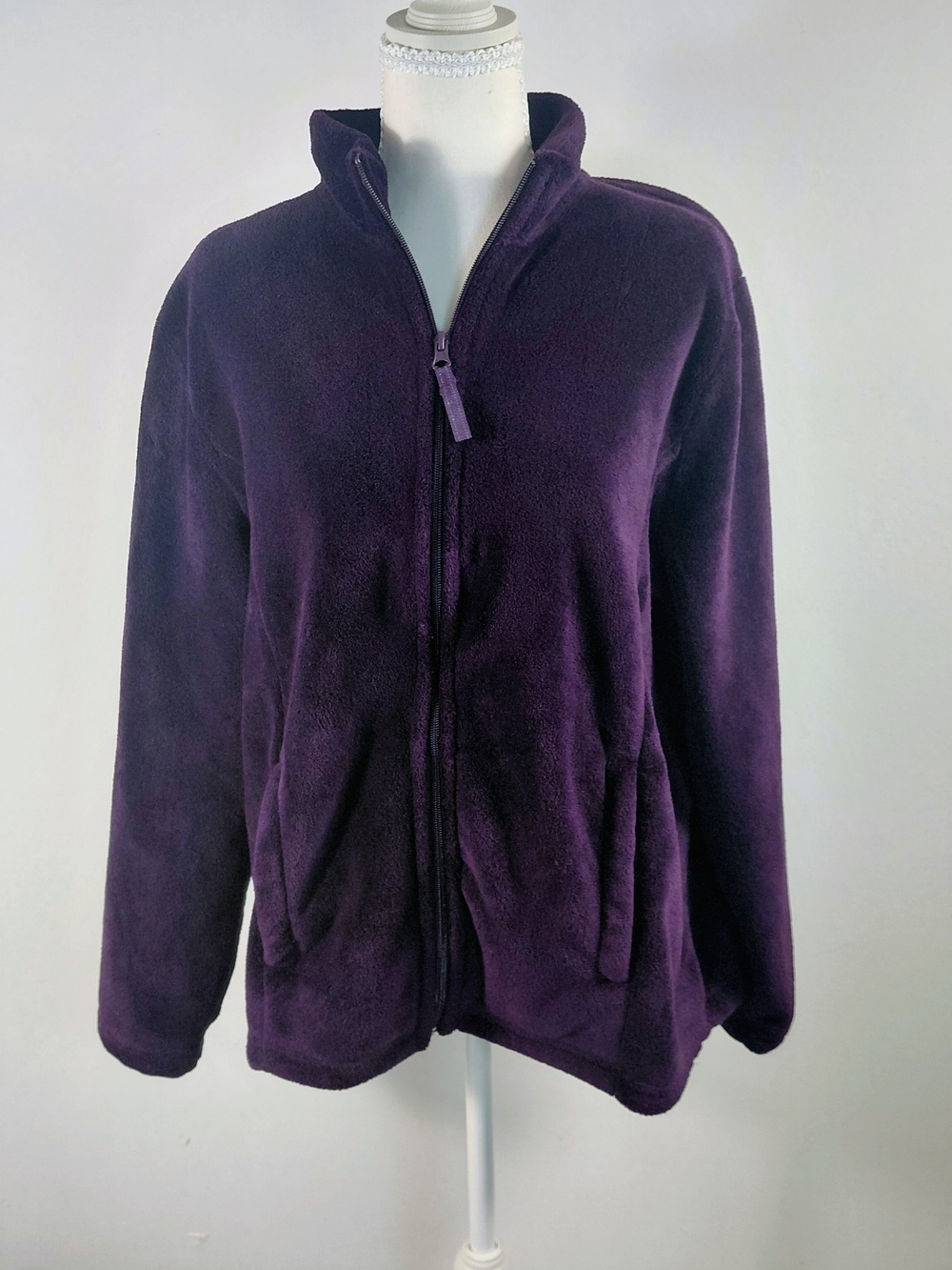Jason Maxwell Large Purple Fleece Jacket Soft Cozy Gorpcore Y2K Full Zip Coat L